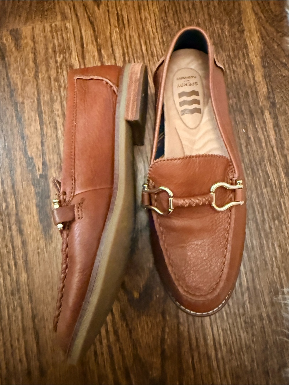 Sperry Women's Chestnut Leather Braided Horsebit Loafers 6.5 nwot - Picture 2 of 3